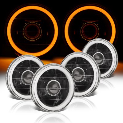 Buick LeSabre 1971-1975 Amber Halo Tube Black Sealed Beam Projector Headlight Conversion