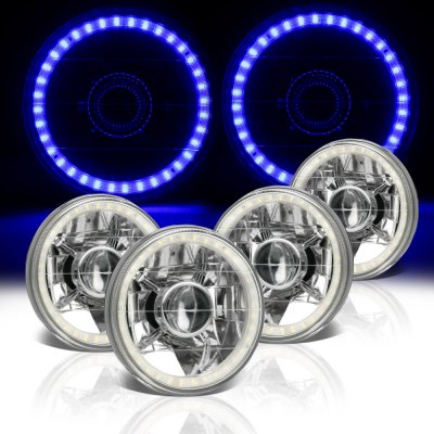 Plymouth Roadrunner 1968-1974 Blue LED Halo Sealed Beam Projector Headlight Conversion