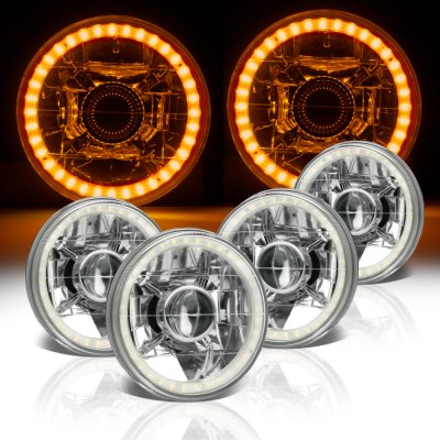 Dodge Coronet 1965-1974 Amber LED Halo Sealed Beam Projector Headlight Conversion