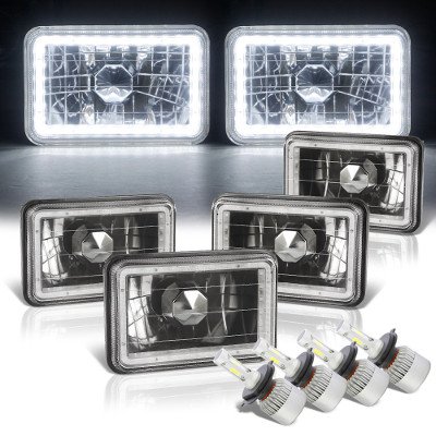 Lincoln Town Car 1986-1989 LED Halo Black LED Headlights Conversion Kit Low and High Beams