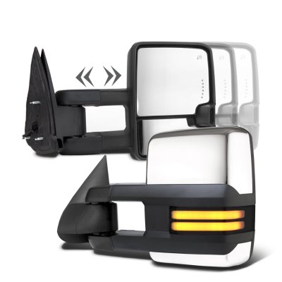 Chevy Silverado 1988-1998 Chrome Power Towing Mirrors Smoked LED Running Lights