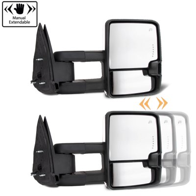Chevy Tahoe 1995-1999 Chrome Power Towing Mirrors Smoked LED Running Lights