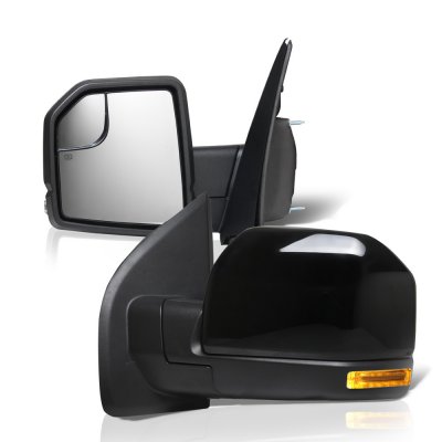 Ford F150 XL 2015-2020 Glossy Black Side Mirrors Power Heated LED Signal