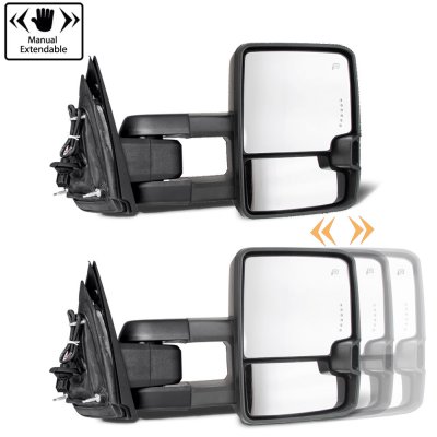 Chevy Silverado 2014-2018 Chrome Towing Mirrors LED DRL Power Heated
