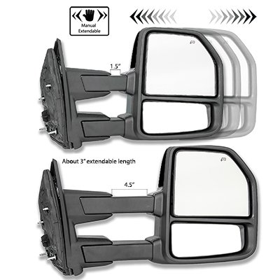 Ford F450 Super Duty 2008-2016 Glossy Black Towing Mirrors LED Lights Power Heated