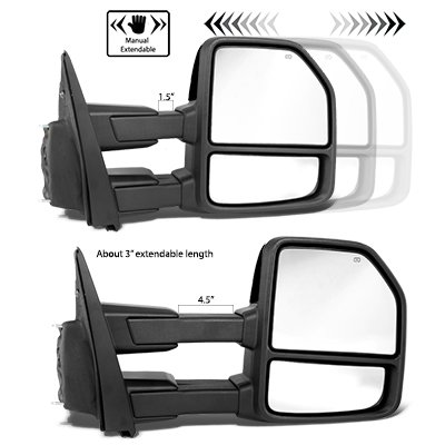 Ford F250 Super Duty 2008-2016 Glossy Black Towing Mirrors Smoked LED Lights Power Heated