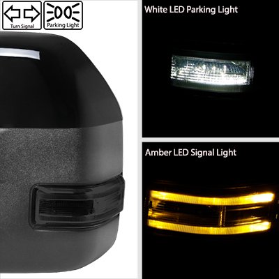 Ford F250 Super Duty 2017-2022 Glossy Black Power Heated Towing Mirrors Smoked LED Lights