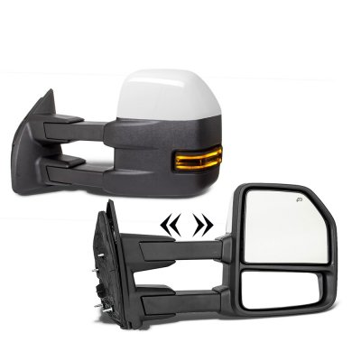 Ford F450 Super Duty 2017-2022 White Power Heated Towing Mirrors Smoked LED Lights