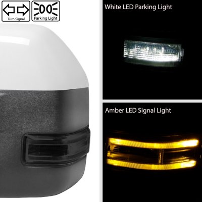 Ford F450 Super Duty 2017-2022 White Power Heated Towing Mirrors Smoked LED Lights