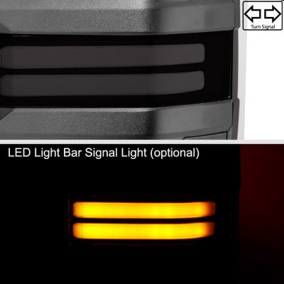 GMC Sierra 2014-2018 Power Folding Towing Mirrors Smoked LED DRL Lights