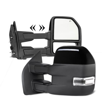 Ford Excursion 2000-2002 Glossy Black Towing Mirrors LED Lights Power Heated