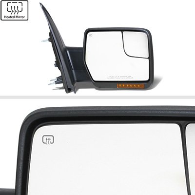 Ford F150 2007-2014 Chrome Power Heated Side Mirrors LED Signal Spotter Glass