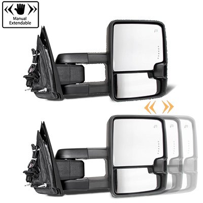 GMC Sierra 2003-2006 Chrome Power Folding Towing Mirrors Tube LED Lights