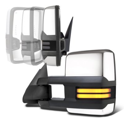 GMC Sierra 1500HD 2001-2002 Chrome Power Folding Towing Mirrors Smoked LED DRL