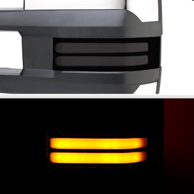 GMC Sierra 1999-2002 Chrome Power Folding Towing Mirrors Smoked LED DRL