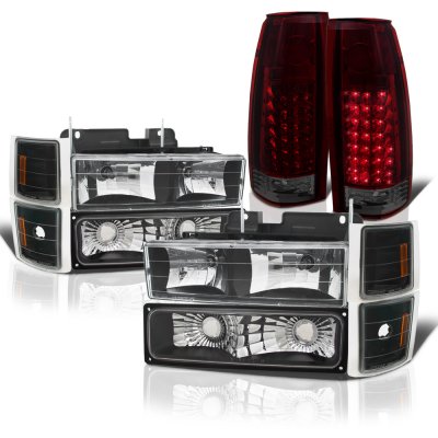 Chevy Suburban 1992-1993 Black Headlights Tinted LED Tail Lights