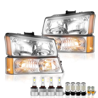 Pair LED DRL Headlights For 2003-2006 Chevy Silverado & Avalanche – Left & Right