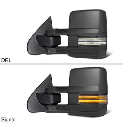 Chevy Silverado 2500HD 2007-2014 Tow Mirrors Smoked Switchback LED DRL Sequential Signal