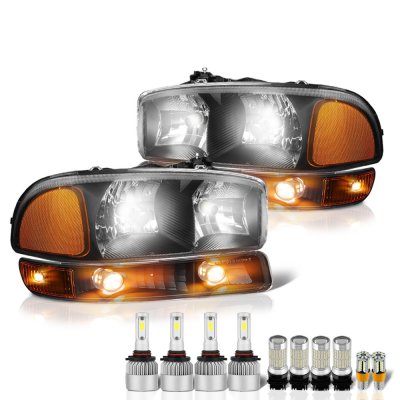 GMC Sierra 1500HD 2001-2006 Black LED Headlight Bulbs Complete Kit