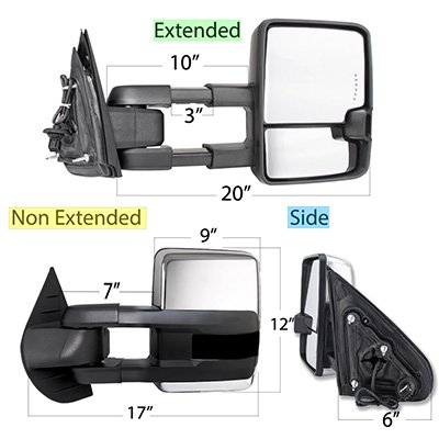 Chevy Silverado 2500HD 2007-2014 Chrome Tow Mirrors Smoked Switchback LED DRL Sequential Signal
