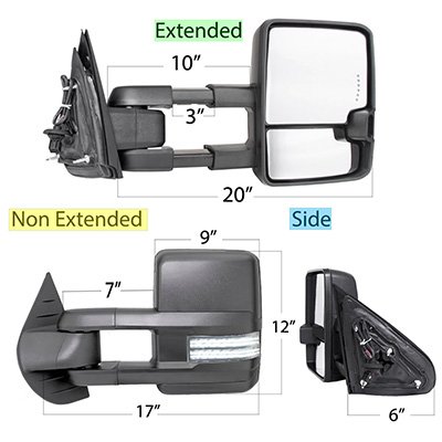 Chevy Silverado 2500HD 2007-2014 Tow Mirrors Switchback LED DRL Sequential Signal