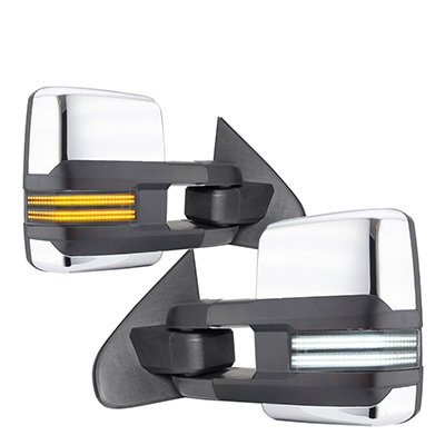 Chevy Silverado 2014-2018 Chrome Tow Mirrors Switchback LED DRL Sequential Signal
