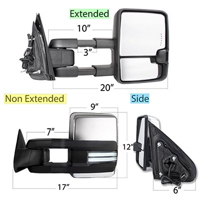 Chevy Silverado 2500HD 2001-2002 Chrome Tow Mirrors Switchback LED DRL Sequential Signal