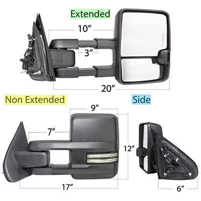 Chevy Silverado 2500HD 2015-2019 Power Folding Tow Mirrors Smoked Switchback LED DRL Sequential Signal