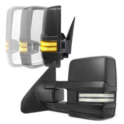 Toyota Tundra 2007-2021 Power Folding Tow Mirrors Smoked Switchback LED DRL Sequential Signal