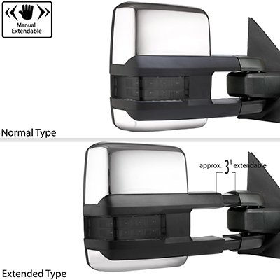 Ford F250 Super Duty 1999-2007 Chrome Tow Mirrors Smoked LED Lights Power Heated