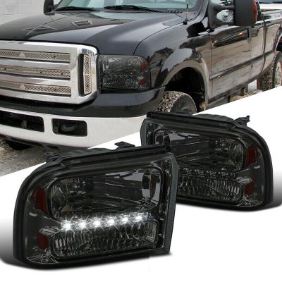 Ford F550 Super Duty 2005-2007 Smoked Headlights LED Daytime Running Lights