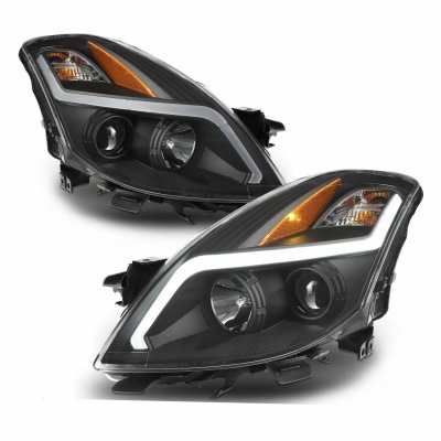 Nissan Altima Coupe 2008-2009 Black LED DRL Projector Headlights