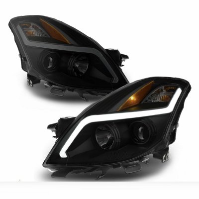 Nissan Altima Coupe 2008-2009 Black Smoked LED DRL Projector Headlights