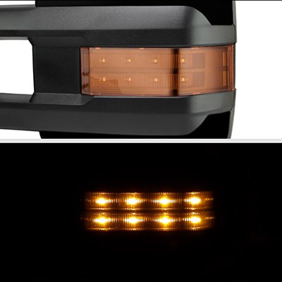 Chevy Silverado 2500HD 2015-2019 Glossy Black Power Folding Towing Mirrors LED Lights Heated