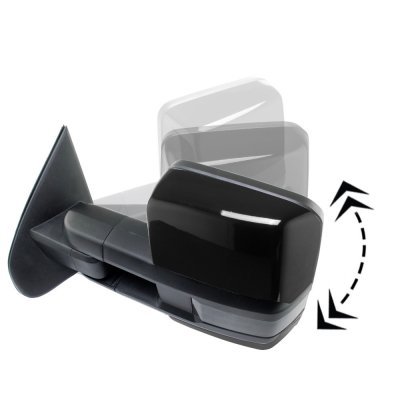 GMC Sierra 2014-2018 Glossy Black Power Folding Towing Mirrors Smoked LED Lights Heated