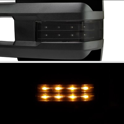 Chevy Silverado 2014-2018 Glossy Black Power Folding Towing Mirrors Smoked LED Lights Heated