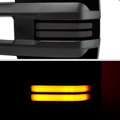 Dodge Ram 1500 2009-2018 Glossy Black Tow Mirrors Smoked LED DRL Power Heated
