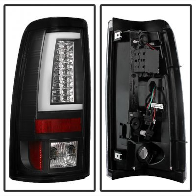 Chevy Silverado 1500HD 1999-2002 Black LED Tail Lights White Tube