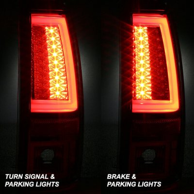 Chevy Silverado 1500HD 1999-2002 Red Smoked LED Tail Lights Tube
