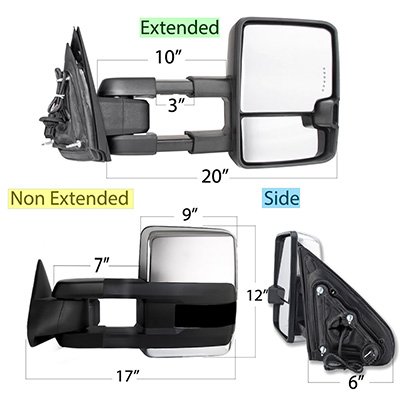 Chevy Silverado 1988-1998 Chrome Tow Mirrors Smoked Switchback LED DRL Sequential Signal