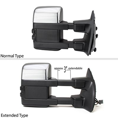 Ford F350 Super Duty 2008-2016 Chrome Tow Mirrors Smoked Switchback LED Sequential Signal