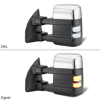 Ford F250 Super Duty 2008-2016 Chrome Tow Mirrors Switchback LED Sequential Signal