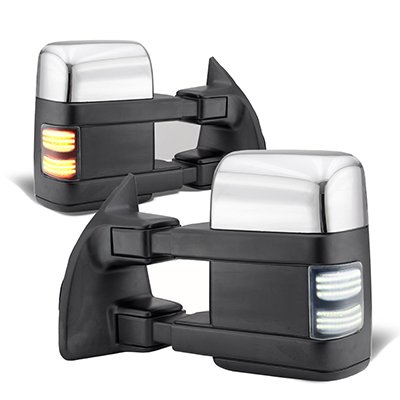 Ford F350 Super Duty 1999-2002 Chrome Tow Mirrors Switchback LED Sequential Signal