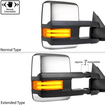 GMC Yukon XL Denali 2007-2014 Chrome Towing Mirrors LED DRL Power Heated