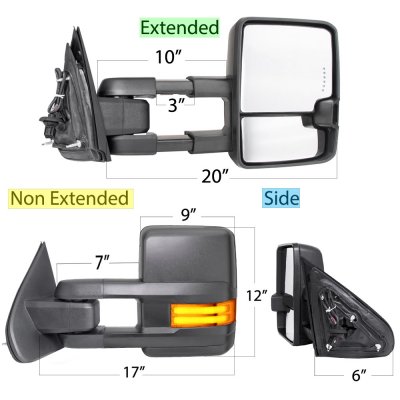 Chevy Silverado 2007-2013 Towing Mirrors LED DRL Power Heated