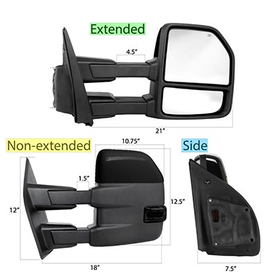 Ford F150 2015-2020 Glossy Black Towing Mirrors Power Heated Smoked LED Signal Puddle Lights