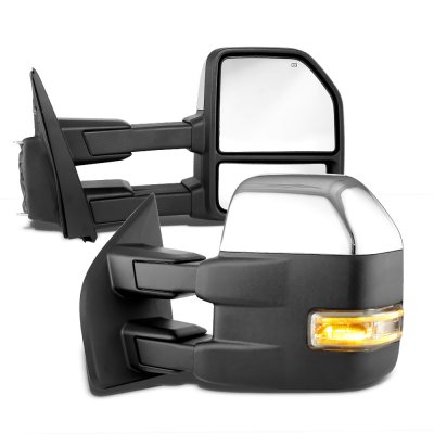Ford F150 2009-2014 New Chrome Towing Mirrors Power Heated LED Signal Puddle Lights