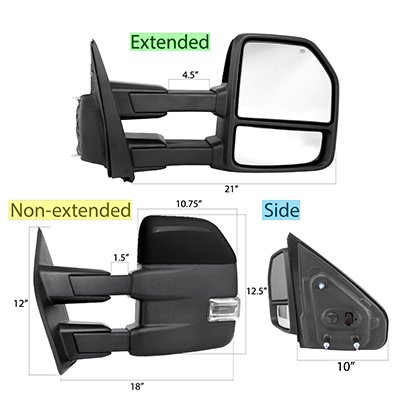 Ford F150 2004-2008 New Glossy Black Towing Mirrors Power Heated LED Signal Puddle Lights