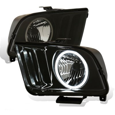 Ford Mustang 2005-2009 Glossy Black Halo Headlights