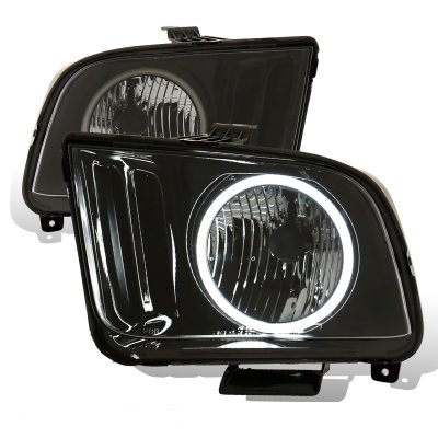 Ford Mustang 2005-2009 Glossy Black Halo Headlights